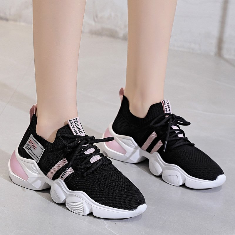 2021 summer new simple breathable casual net shoes women flying knitting shoes women